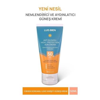 Luis Bien Leke Karşıtı SPF 50+ Tüm Ciltler İçin Yüksek Korumalı Nemlendirici Güneş Kremi 50 ML 153.10.000201